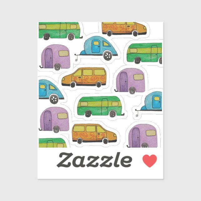 Sticker Caravanes de camping (Feuille)