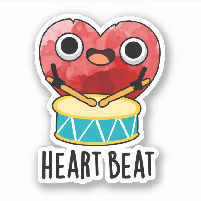 Sticker Cardiaque Beat Funny Heart Drummer Pun (Devant)