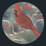 Sticker Cardinal Christmas<br><div class="desc">Image d'une peinture originale de Laura Regan</div>