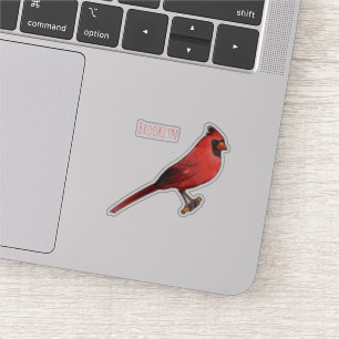 Sticker Cardinal du Nord dessin animé d'oiseau