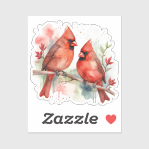 Sticker Cardinal rouge de Noël Oiseaux Art de vacances