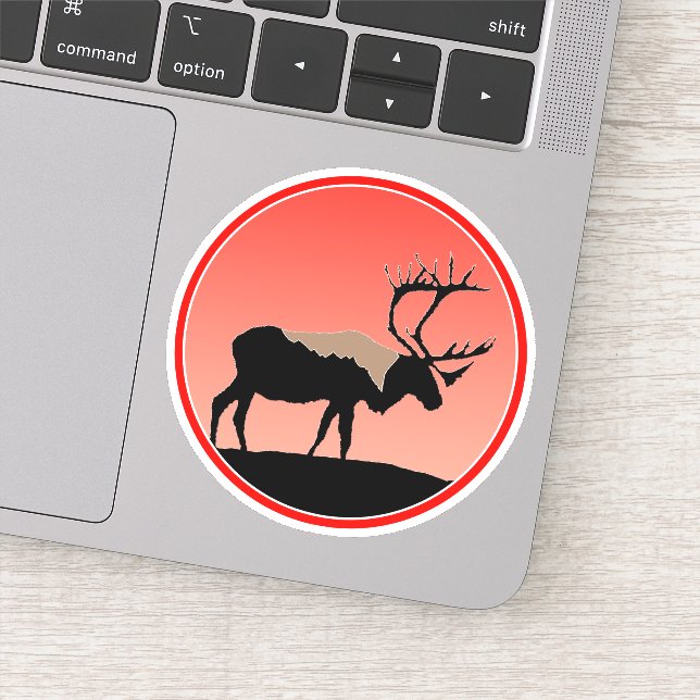 Sticker Caribou au coucher du soleil - Art original de la  (Détail)