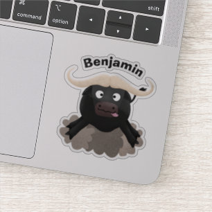 Sticker Caricature amusante de buffle d'eau courante