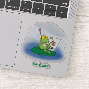Sticker Caricature amusante de grenouille verte