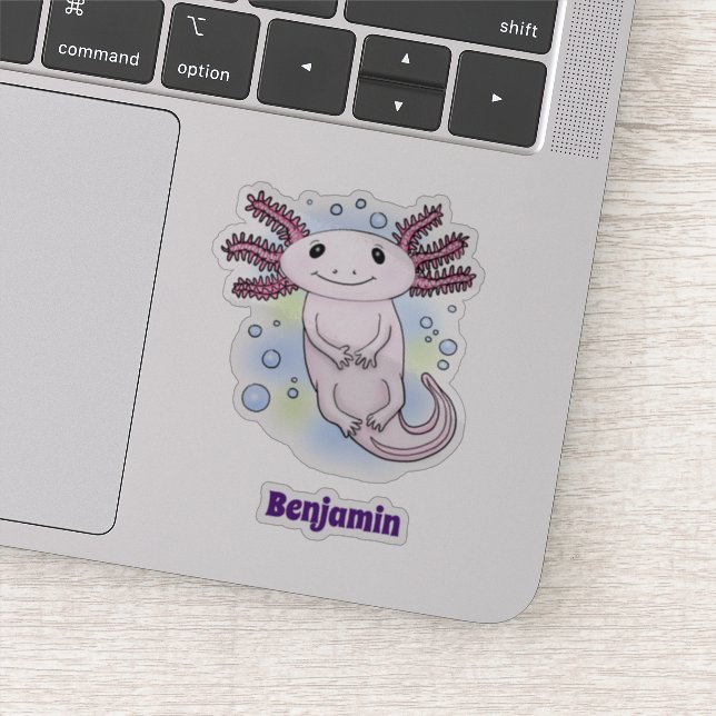 Sticker Caricature axolotl rose adorable (Détail)