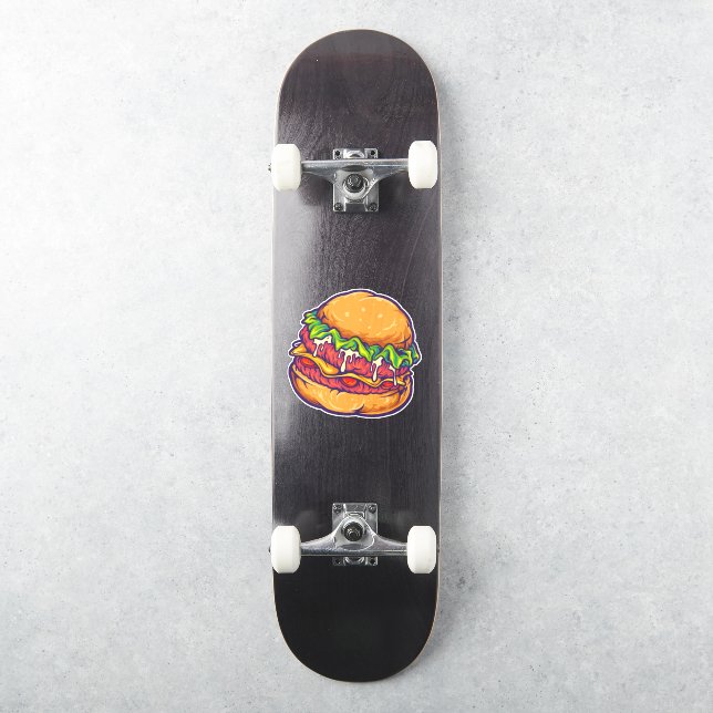 Sticker Caricature Burger Fast Food (Skateboard)