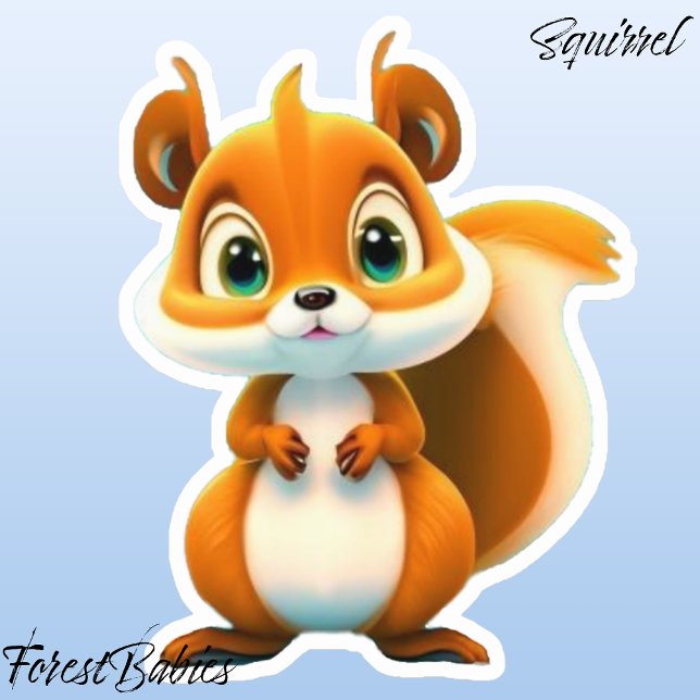 Sticker Caricature d'animal de bois de l'écureuil des enfa (🐿 Squirrel ForestBabies Sticker)
