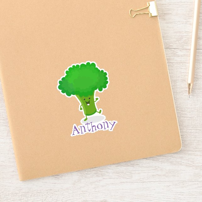Sticker Caricature de brocoli dansant Cute kawaii (Carnet)