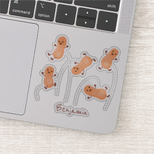 Sticker Caricature de cacahuètes joyeux sautillant