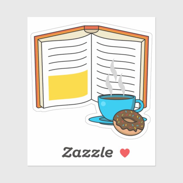 Sticker Caricature de café et de beignets (Feuille)