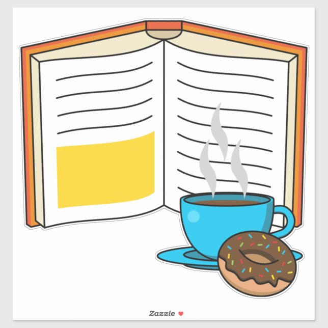 Sticker Caricature de café et de beignets (Feuille)