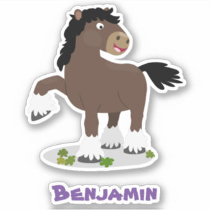 Sticker Caricature de cheval de trait de Cute Clydesdale