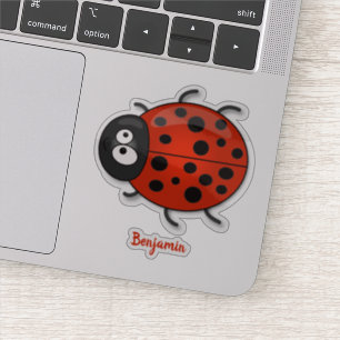 Sticker Caricature de coccinelle rouge joyeux
