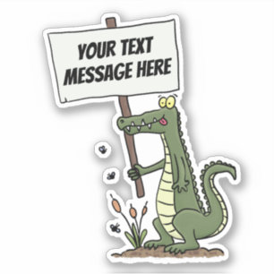 Sticker Caricature de crocodile vert mignon, drôle et sour