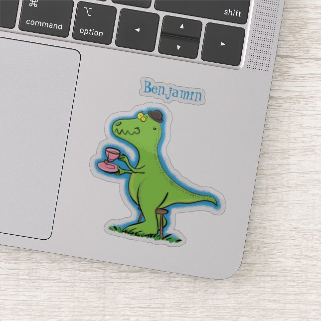 Sticker Caricature de dinosaure vert t rex (Détail)
