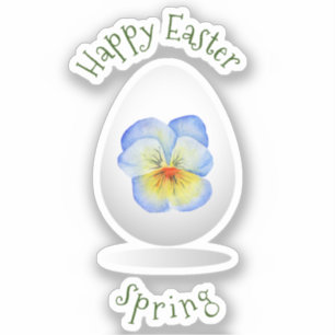 Sticker Caricature de fleurs minimalistes de Pâques joyeux