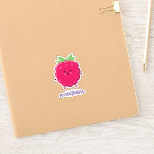 Sticker Caricature de framboise rouge joyeux