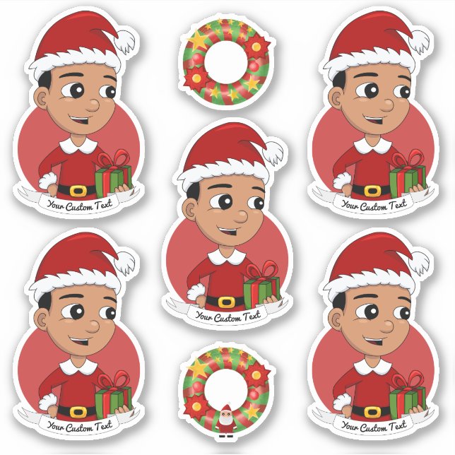 Sticker Caricature de garçon de Noël hispanique (Devant)