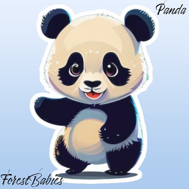 Sticker Caricature de l'animal de l'ours de Panda Cute (🐼 Panda ForestBabies Sticker)