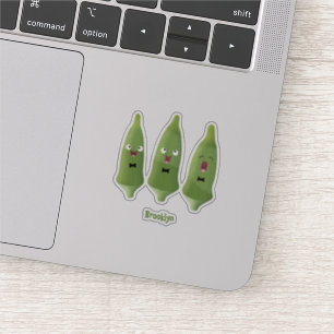 Sticker Caricature de légumes de l'okra chantante mignonne