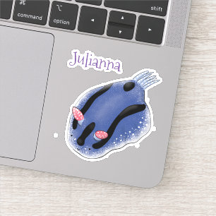 Sticker Caricature de limon bleu nudibranche