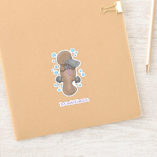 Sticker Caricature de natation de bébé Platypus mignon