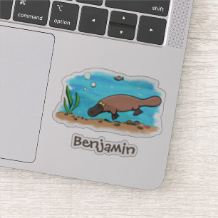 Sticker Caricature de natation de Cute platypus