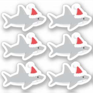Sticker Caricature de Noël de Noël pour le petit requin de