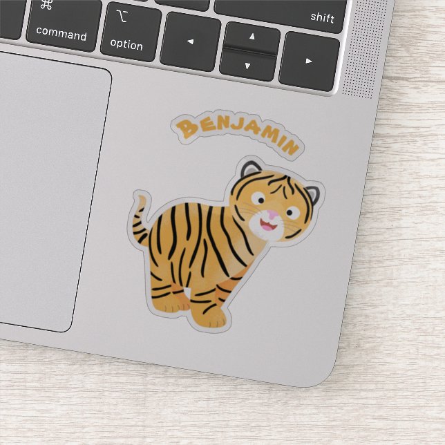 Sticker Caricature de petit tigre joyeux (Détail)