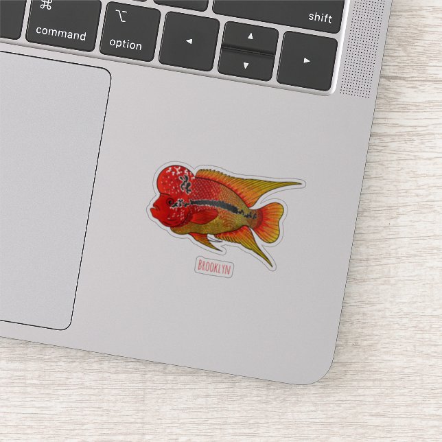 Sticker Caricature de poisson cichlide à fleur (Détail)