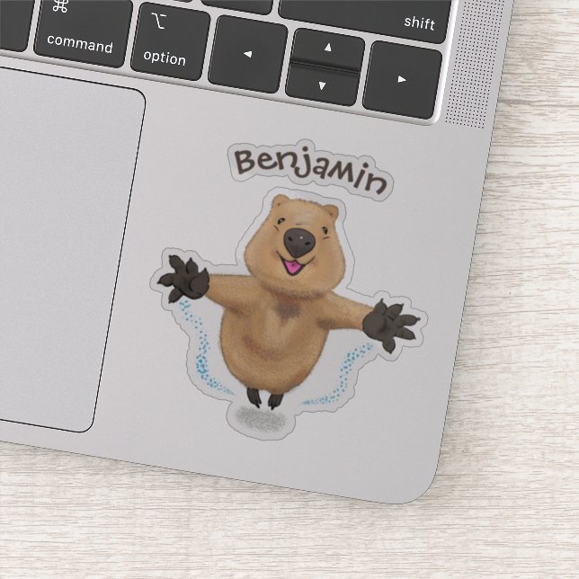 Sticker Caricature de saut de quokka joyeux (Détail)