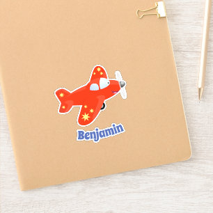 Sticker Caricature de vol d'avion rouge mignon