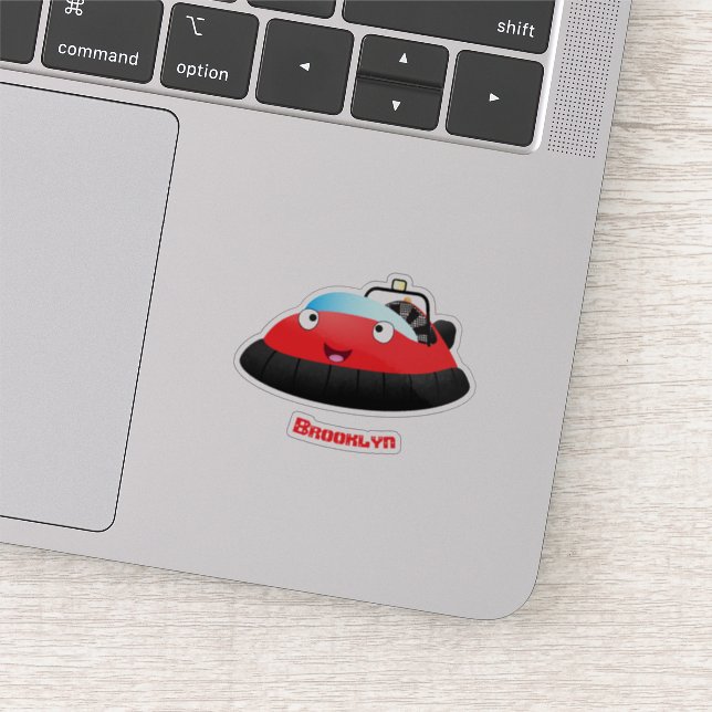 Sticker Caricature d'hovercraft rouge joyeux (Détail)