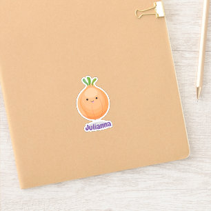 Sticker Caricature d'oignon marron mignon