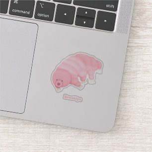 Sticker Caricature d'ours d'eau tardigrade rose mignon