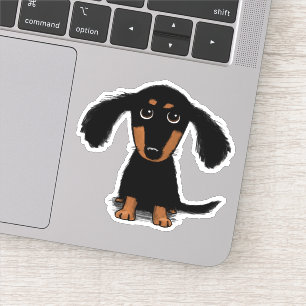 Sticker Caricature en noir et blanc Tan Dachshund