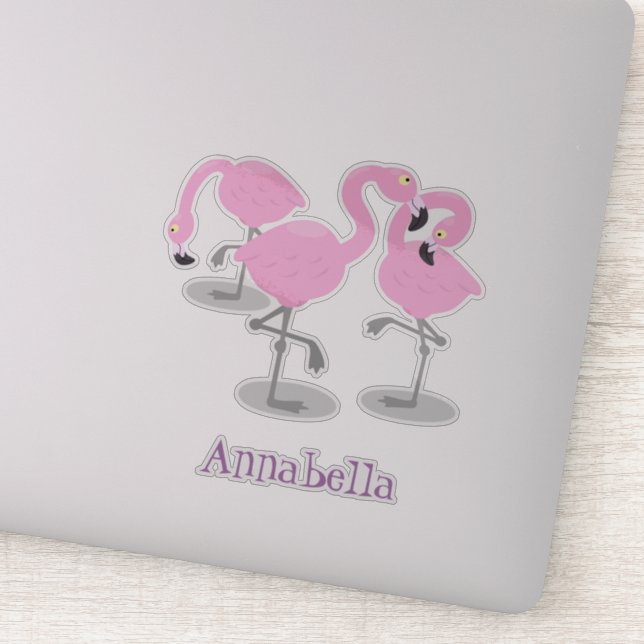 Sticker Caricature en trio flamand rose mou (Détail)