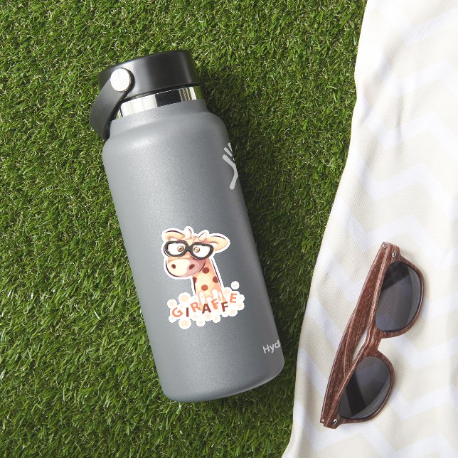 Sticker Caricature Giraffe Cute Kawaii (HydroFlask Insitu)