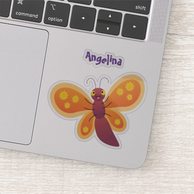 Sticker Caricature joli papillon orange (Détail)