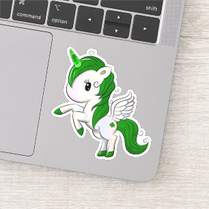 Sticker Caricature mignonne St. Patrick's Day Unicorn Pega