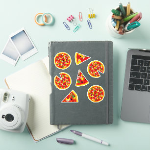 Sticker Caricature Pizza et Pizza Slices