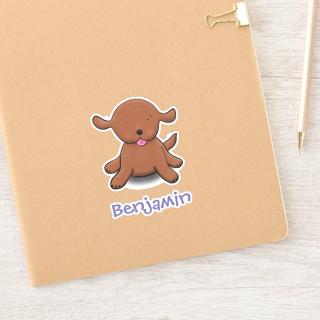 Sticker Caricature pour chien de chiot brun mignon (Carnet)