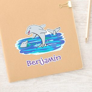 Sticker Caricature pour dauphins joyeux
