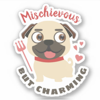 Sticker Carlin chien lap mignon mischievous charmant perso