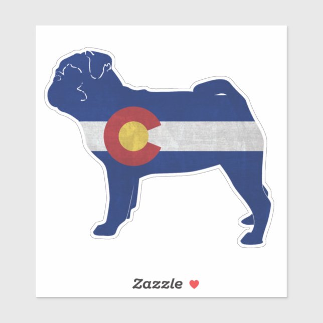 Sticker Carlin race de chien Colorado Drapeau Silhouette (Feuille)