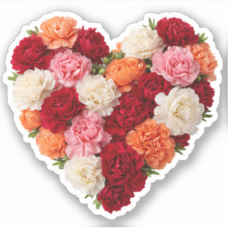 Sticker Carnation Heart January Birth Flower