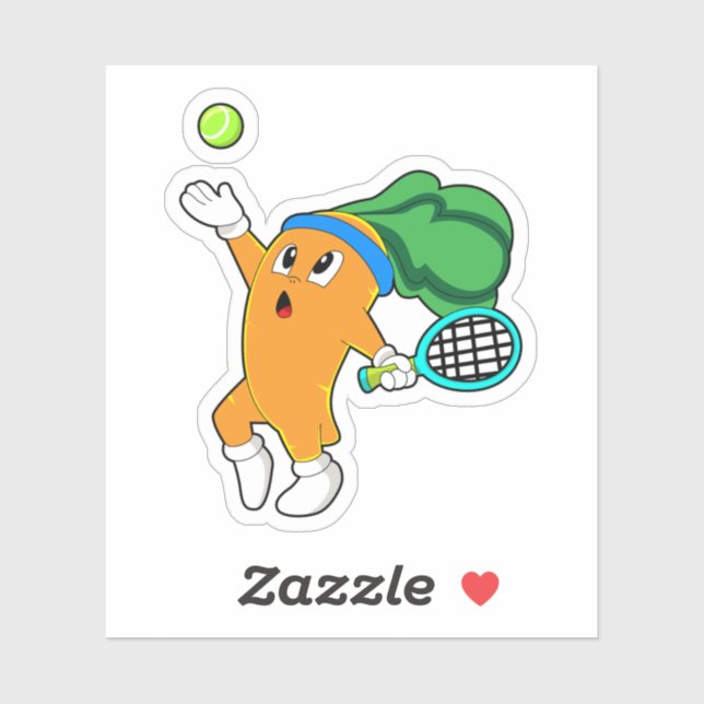 Sticker Carotte au tennis avec raquette de tennis (Feuille)