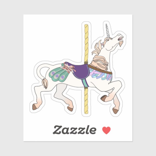 Sticker Carousel Horse Unicorn (Feuille)