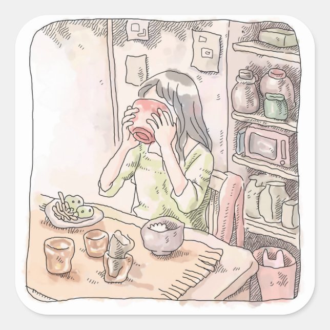 STICKER CARRÉ さむくごじ (Devant)