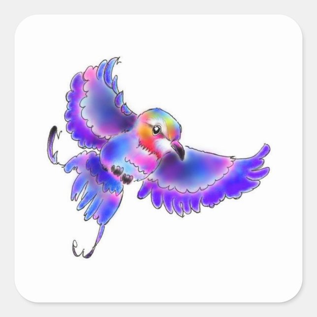 STICKER CARRÉ ライラックニシブッポウソウちゃん (Devant)